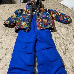 Boys size 5 snow gear, ski suit, jacket, gloves